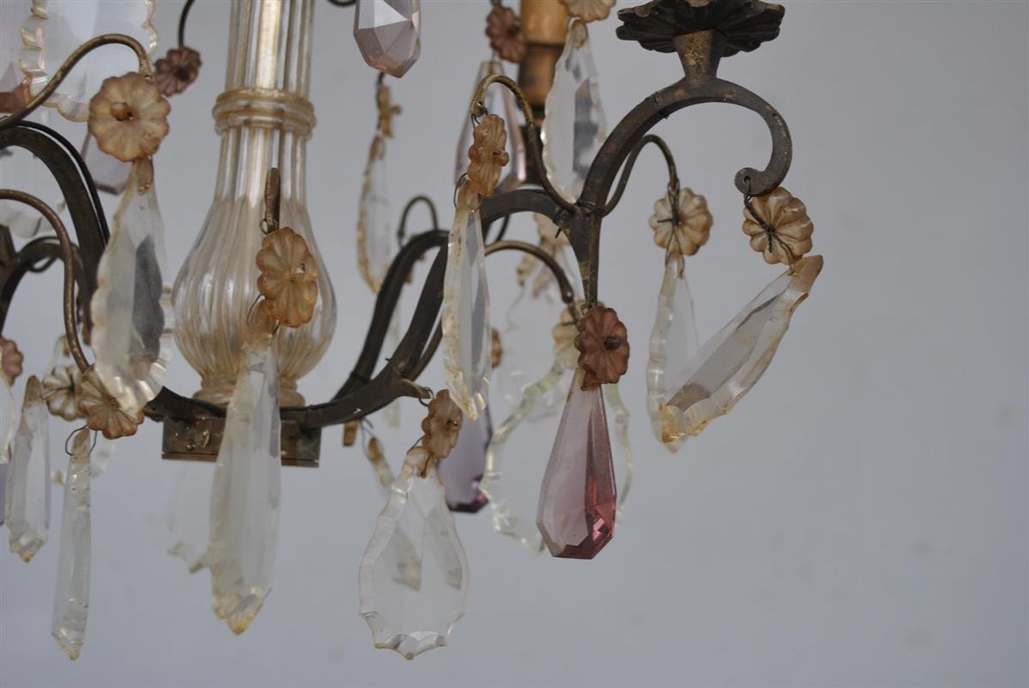 Lustre pampilles époque début XXème 6 feux