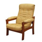 Fauteuil en cuir jaune, design danois, années 1960, production : Danemark