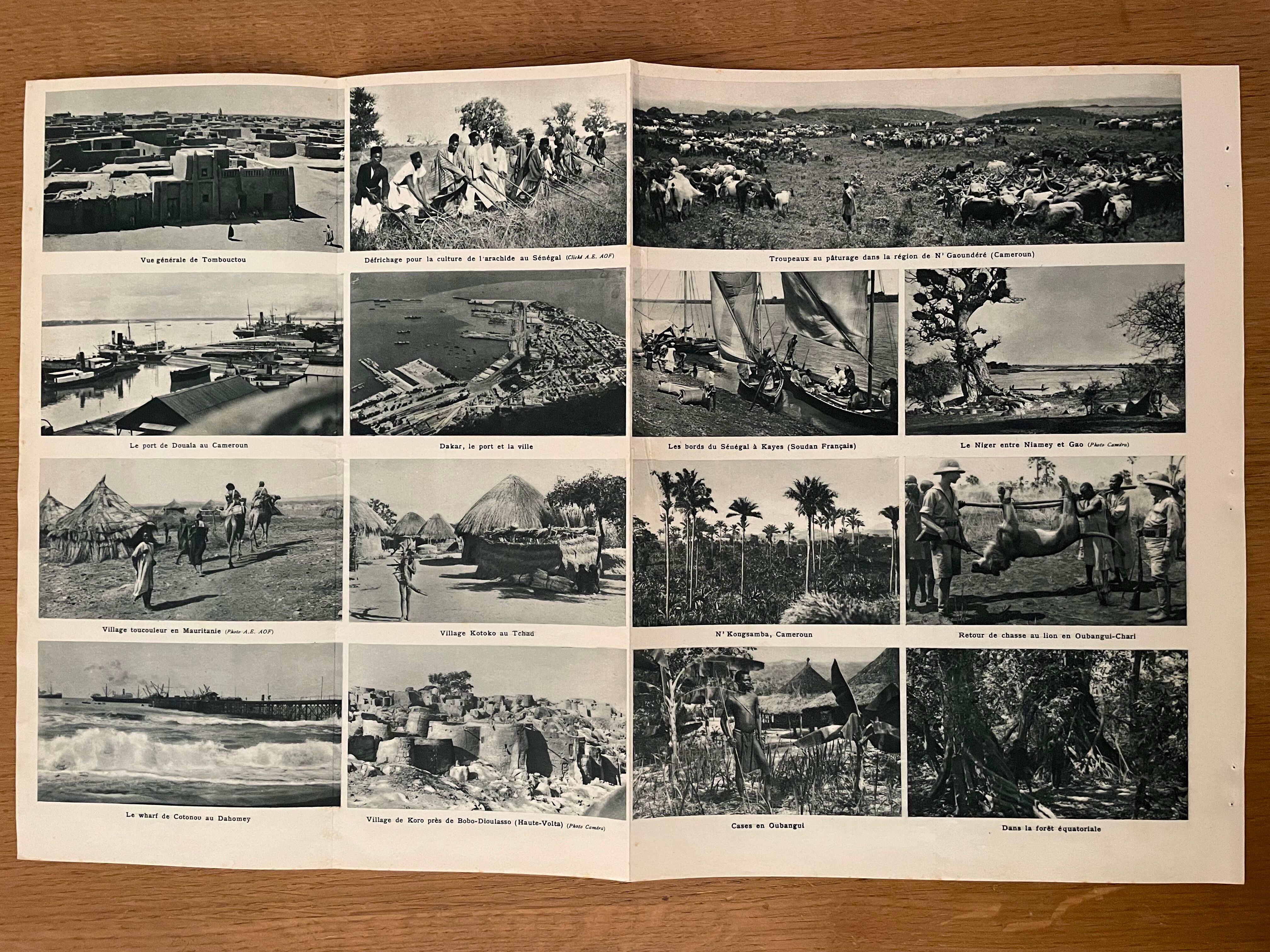 Old map of French West and Equatorial Africa - 1940