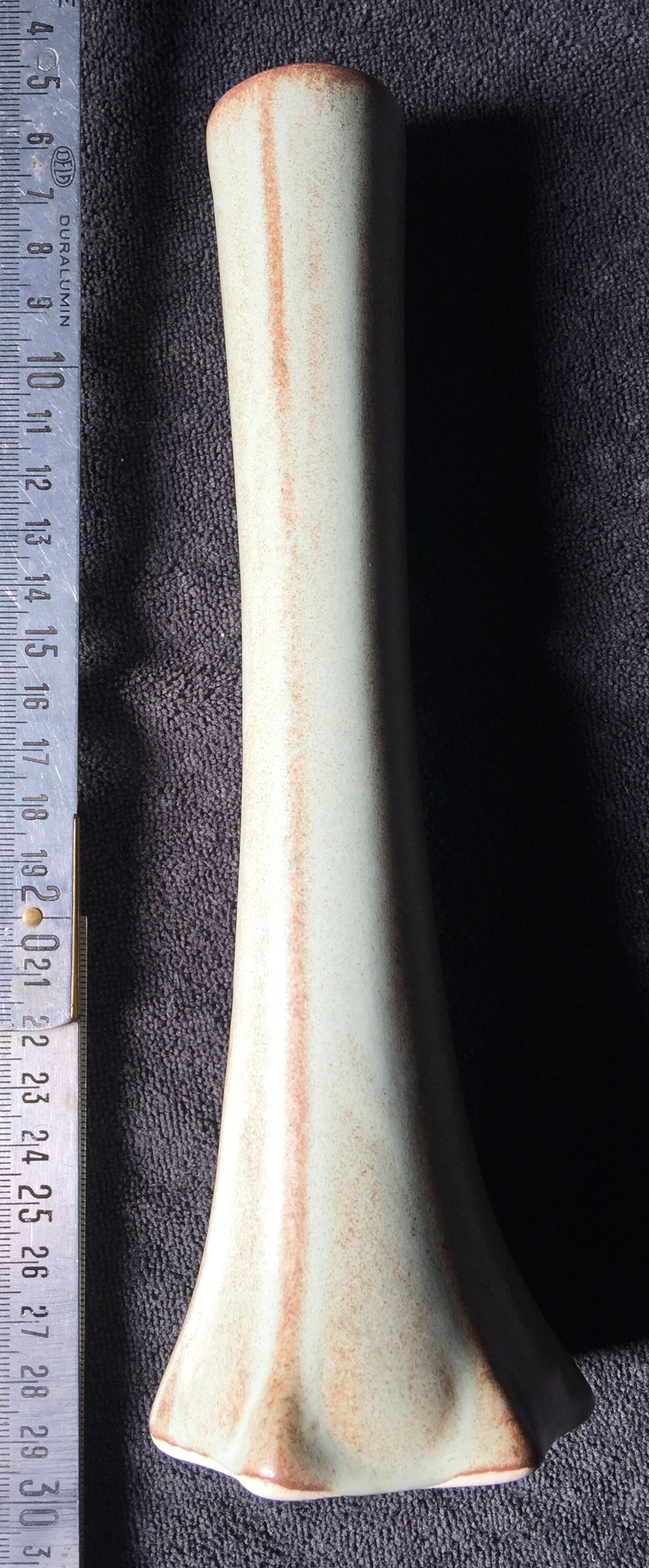 Gooseneck vase flammé green and brown sandstone Vallauris