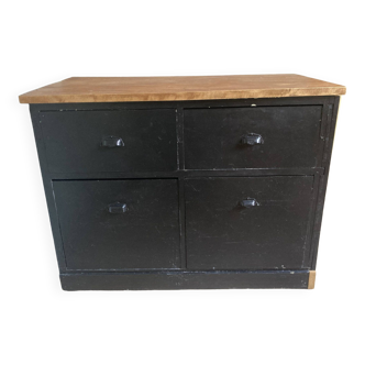 Industrial style wooden chest of drawers painted black