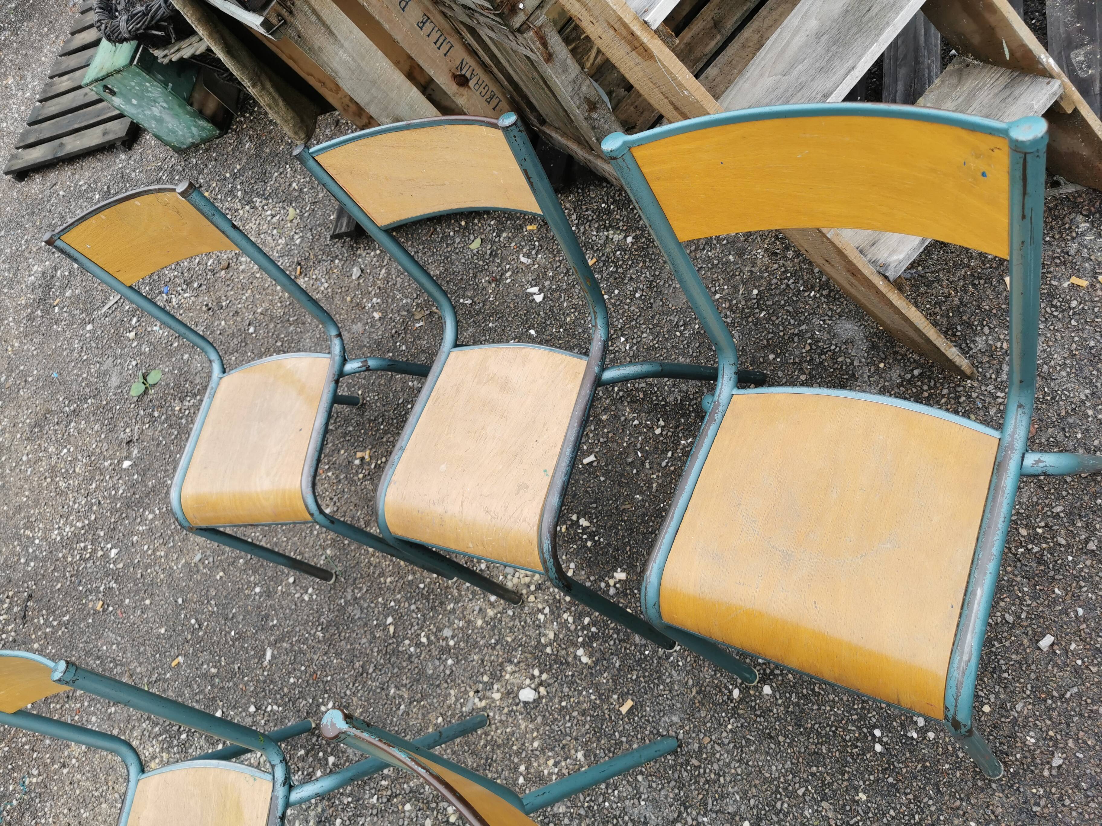Lot five vintage school chairs