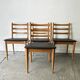 Schreiber Mid-Century Set of 4 Dining Chairs, Vinyl Seats, Three-Rung Backs