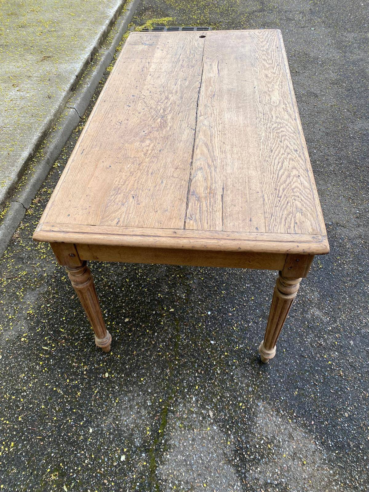 19th-century Louis XVI solid oak farmhouse table, 140cm.