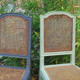 Duo of vintage chairs patinated