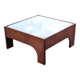 Table basse vintage en palissandre & verre par Claudio Salocchi, modèle "Oriolo"