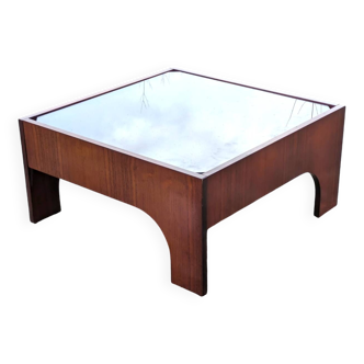 Vintage rosewood and glass coffee table by Claudio Salocchi, "Oriolo" model