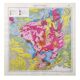 Old map of France, the Massif Central in 1950, 43x43cm.