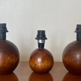 3 wooden ball lamp bases.