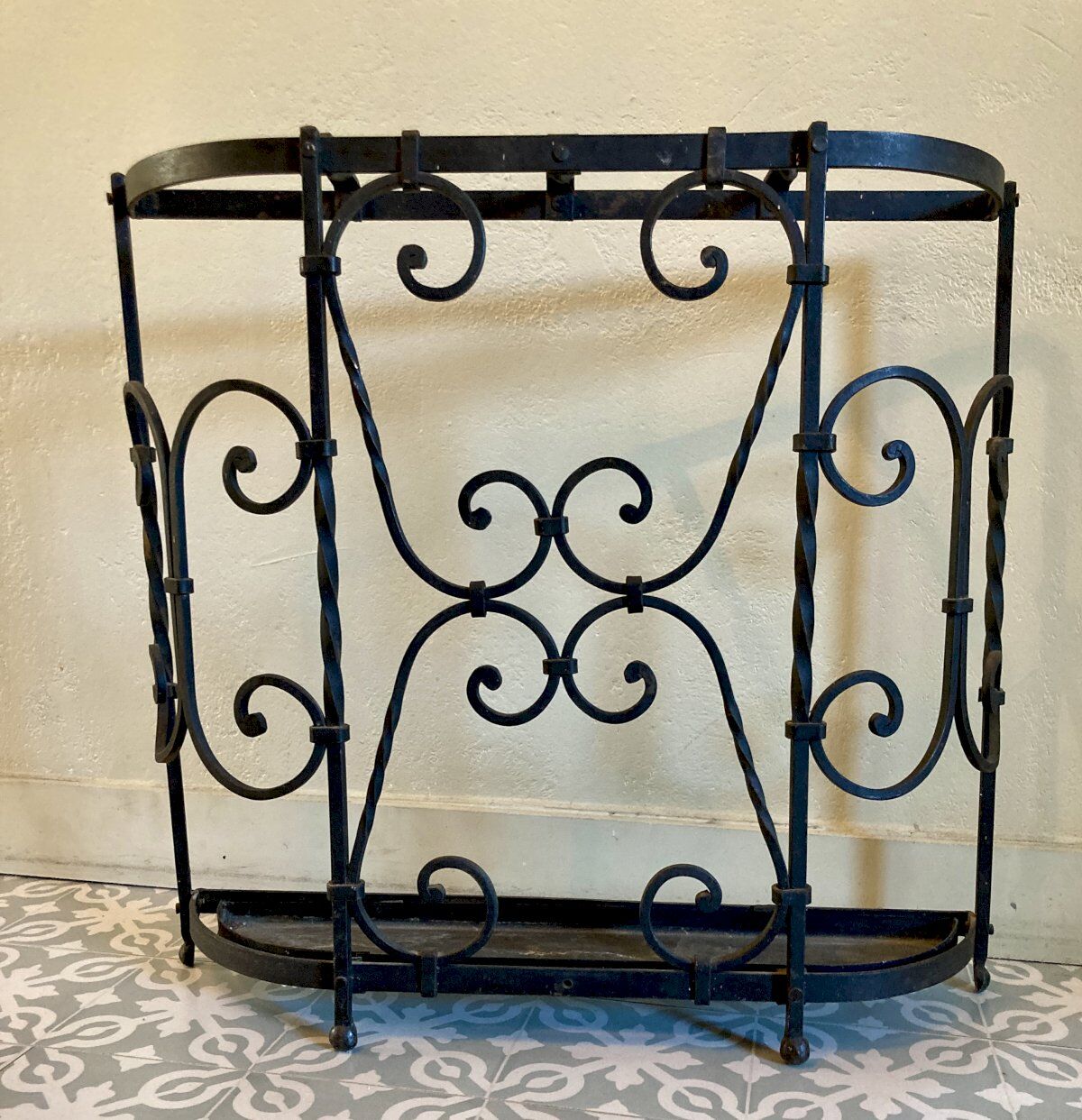 Antique wrought iron umbrella stand - early 20th century