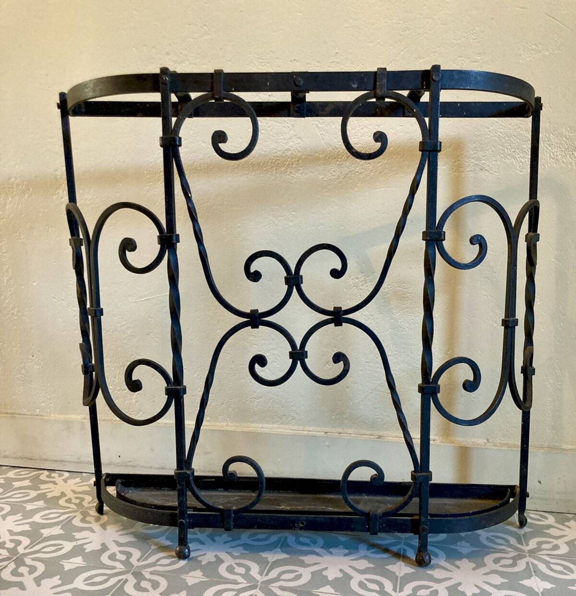 Antique wrought iron umbrella stand - early 20th century