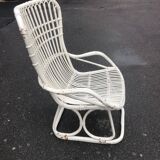 White wicker armchair