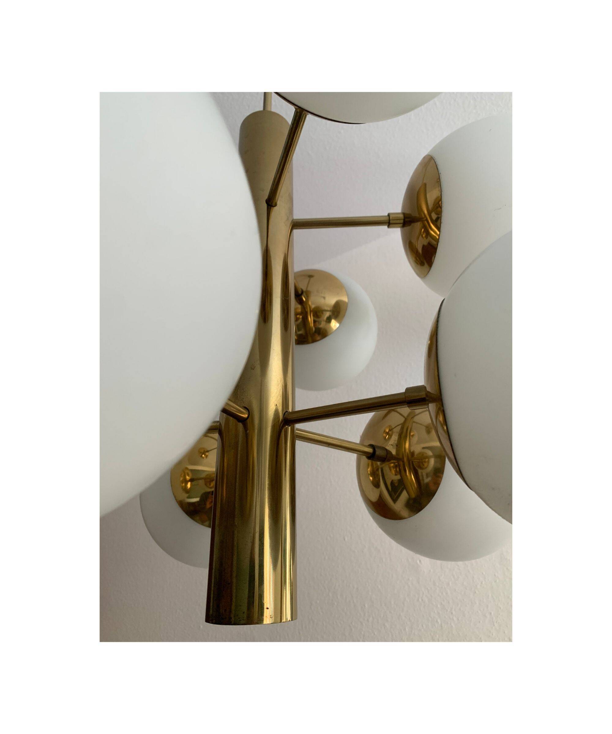 Vintage Sputnik Chandelier with 10 Globes, 1970s