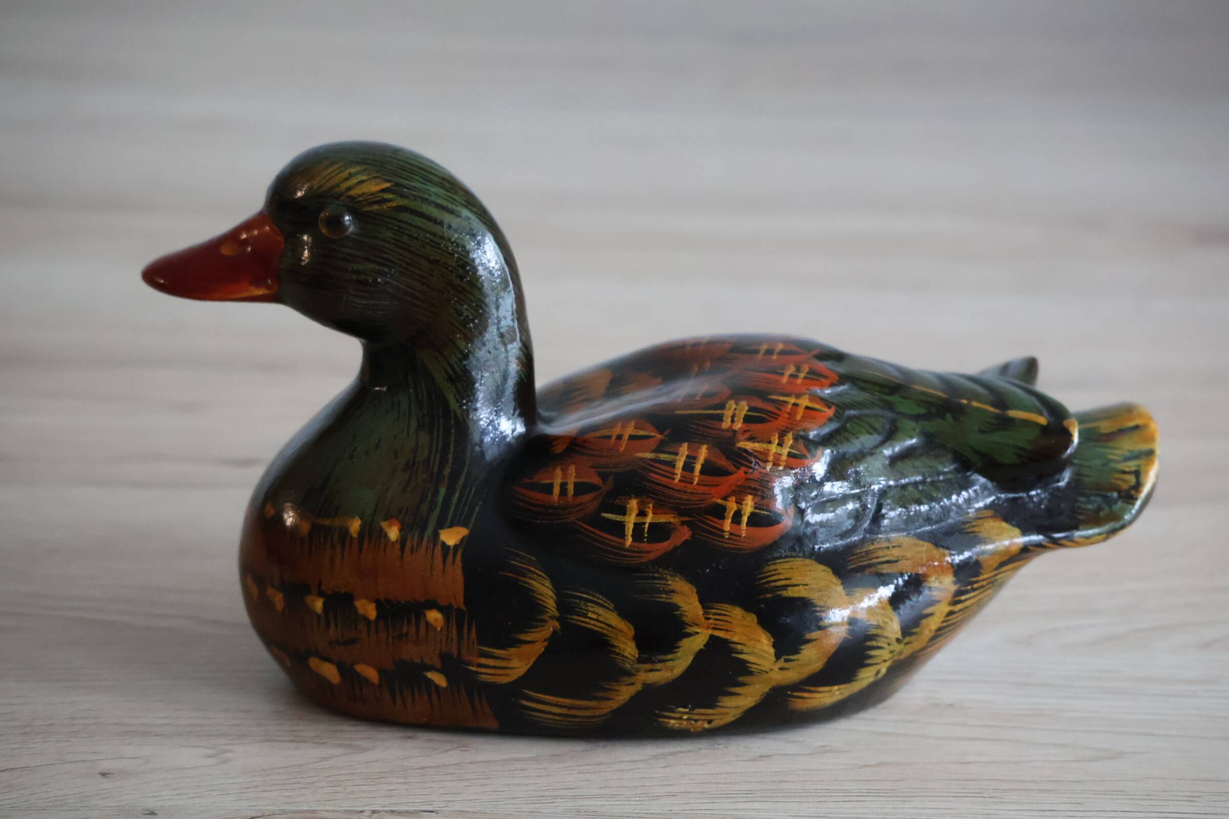 Decorative hand painted ceramic duck
