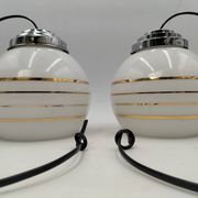 Pair of opaline pendant lights