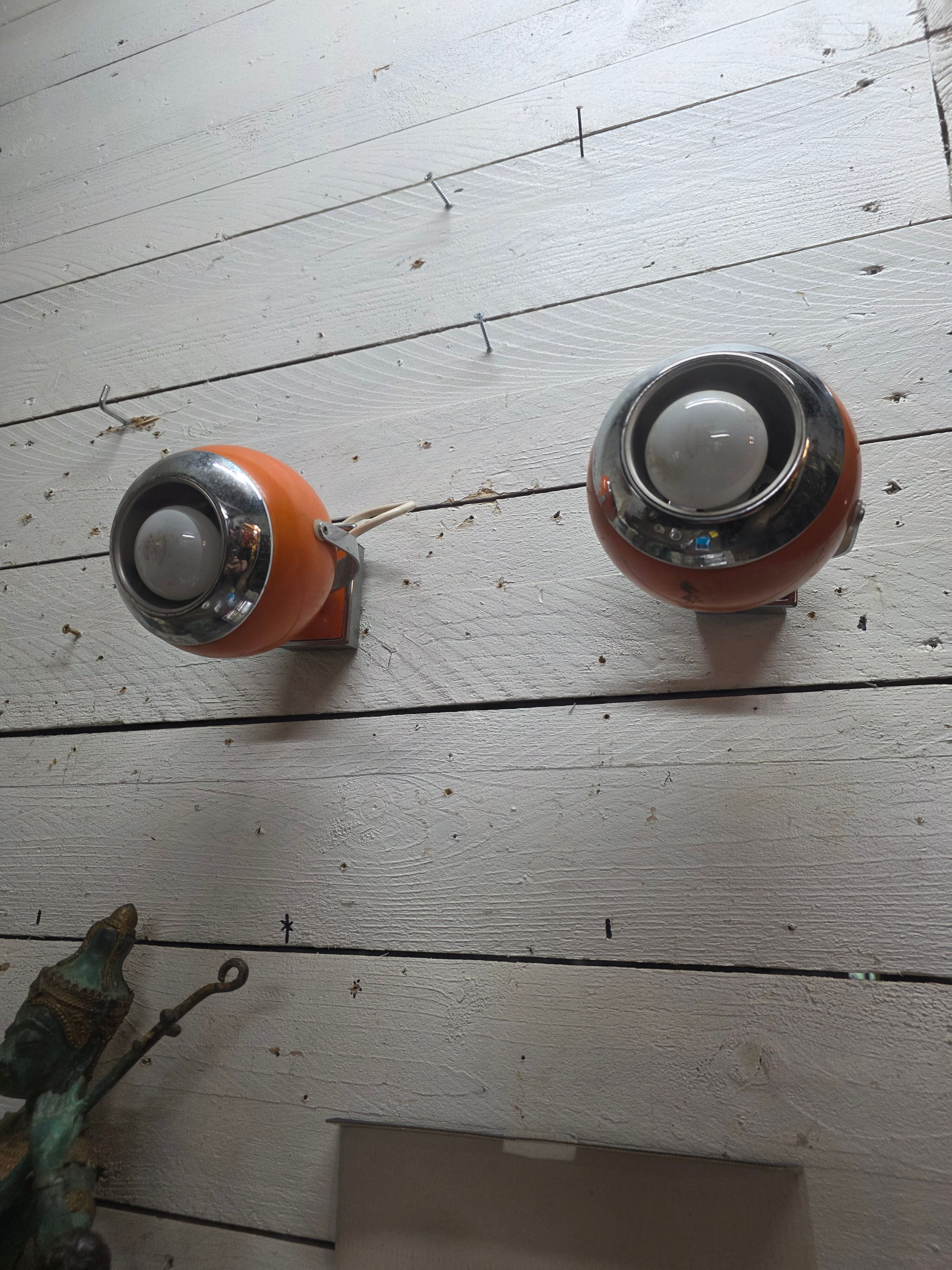 Pair of vintage 70s eyeball wall lights.