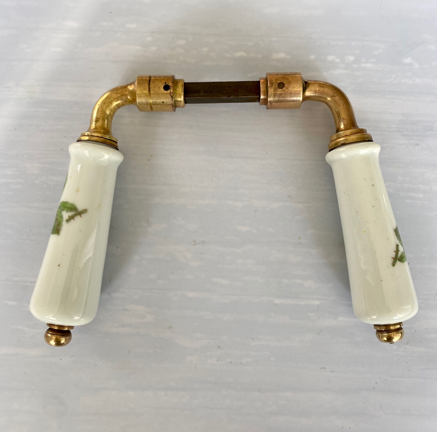 Poignées de porte en porcelaine fleurs jaunes