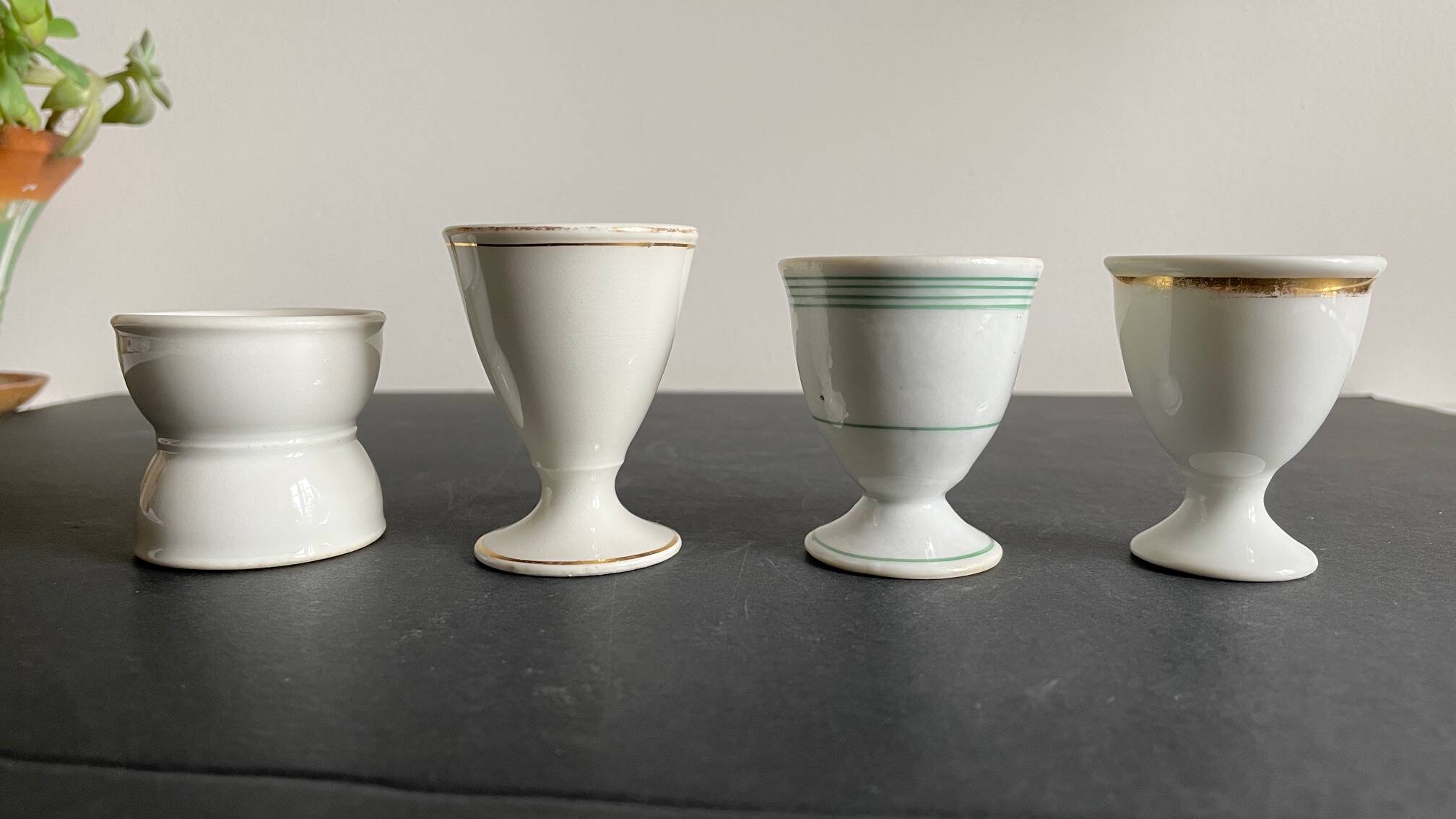 4 antique ceramic egg cups