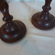 Paire de bougeoirs vintage en bois torsadé