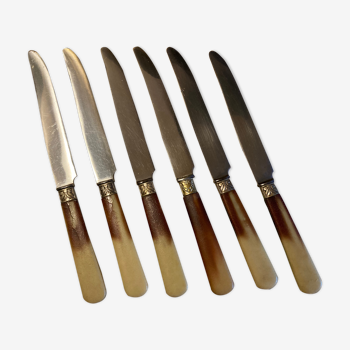 Set of 6 two-coloured Bakelite knives