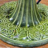 Varnished cast iron lamp and hammered brass lampshade 1920 art deco 32x23