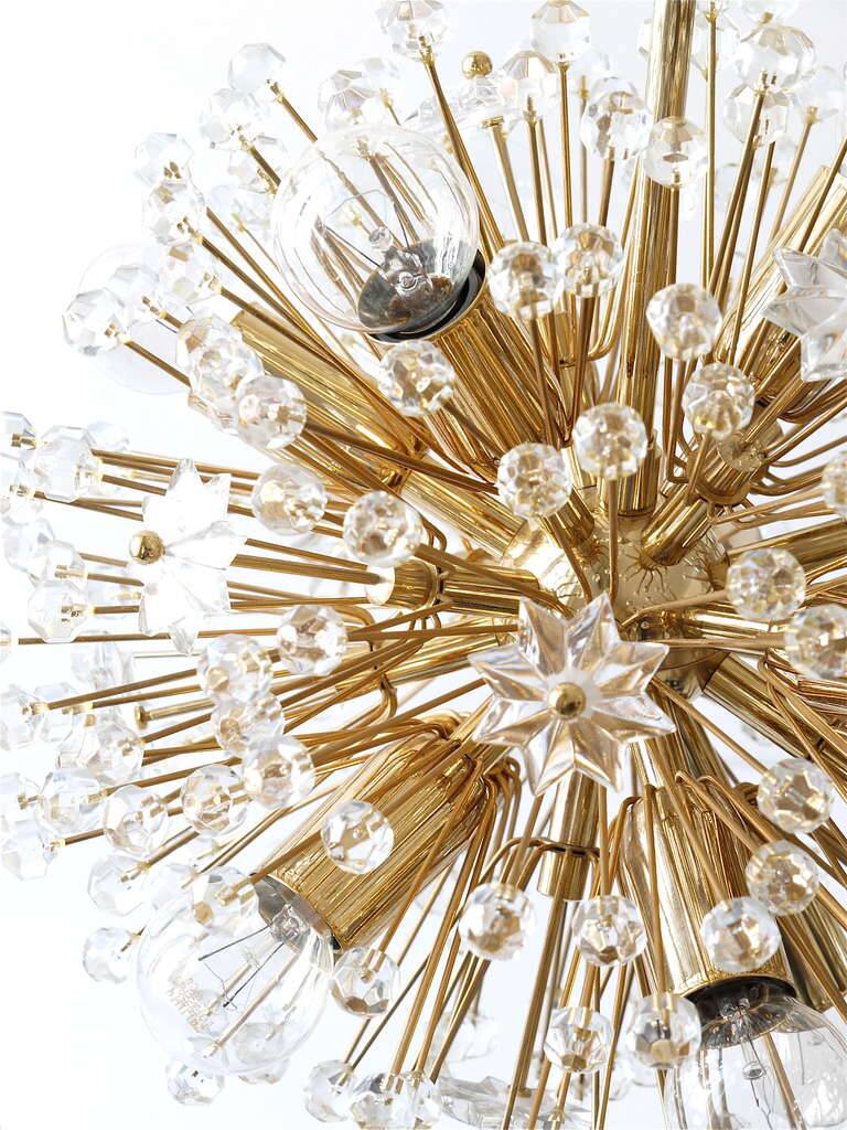 Emil Stejnar Lustre Sputnik Dandelion Gold Mid-Century, 1970s