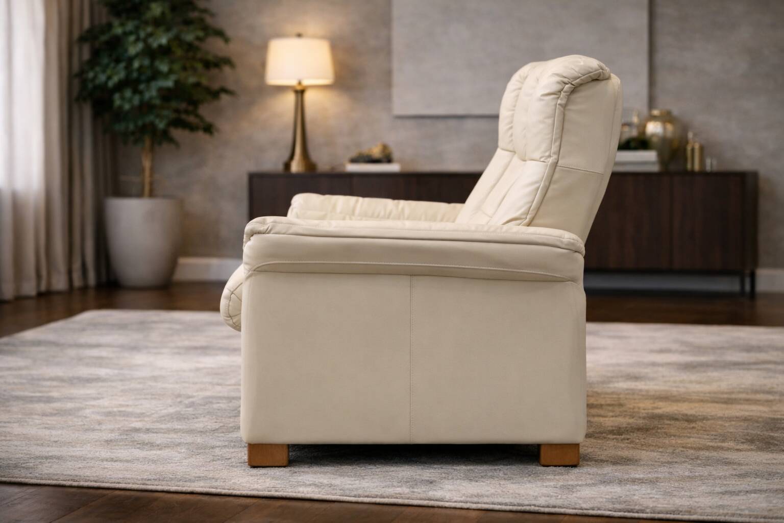 Modern Leather Sofa with Folding Backrest — Adjustable Contemporary Lounge