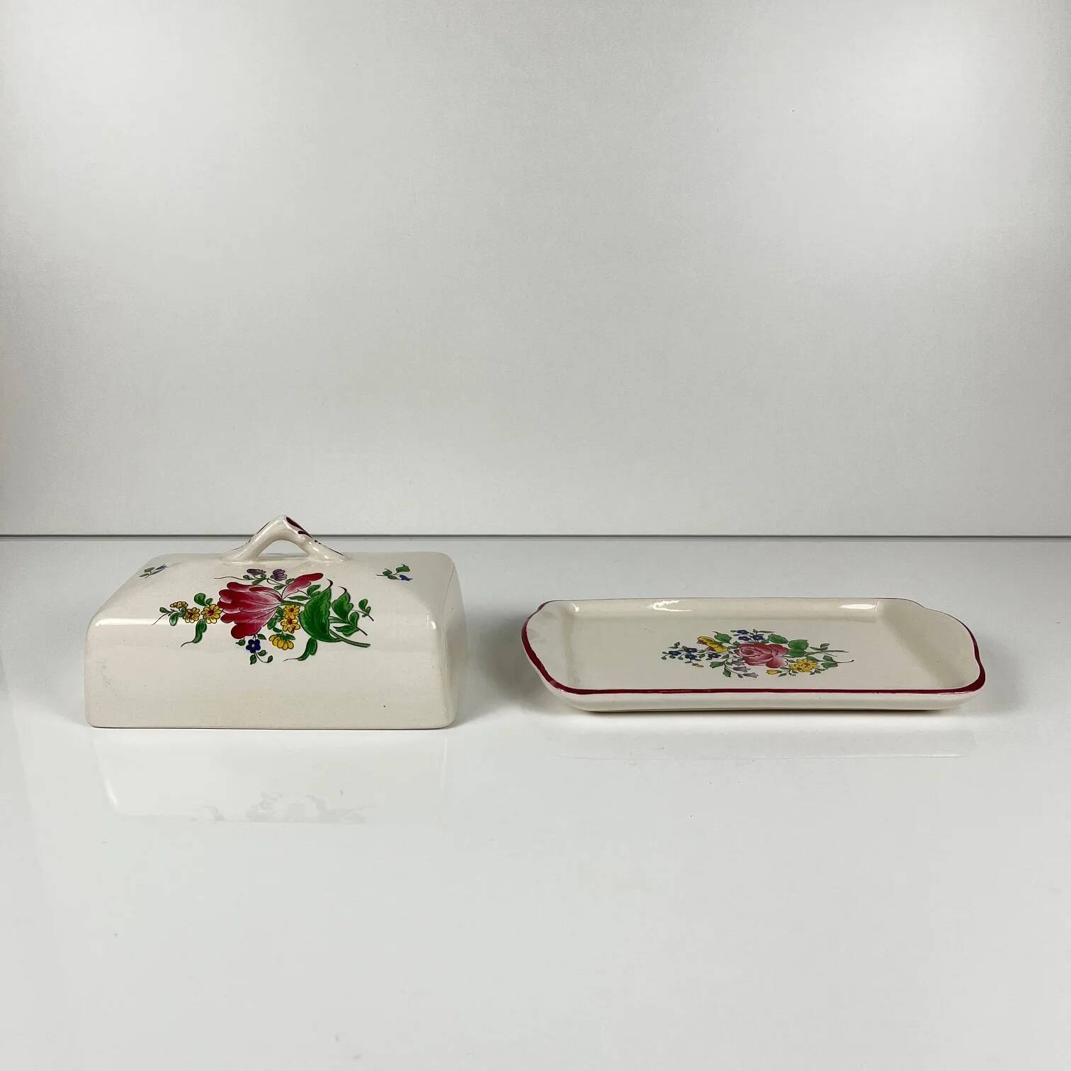 Butter dish KG Luneville model Réverbère 1950, earthenware