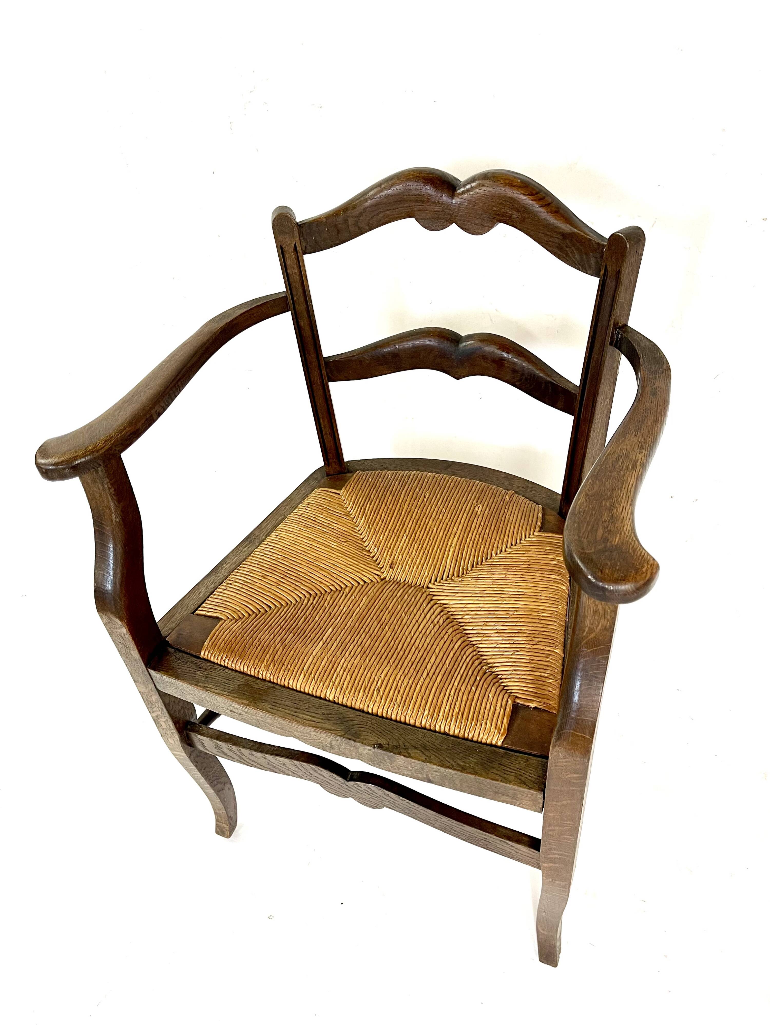 19th century rustic Provencal armchair with straw seat