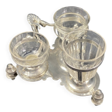 19th century Louis XV style condiment holder, silver or silver-plated metal frame