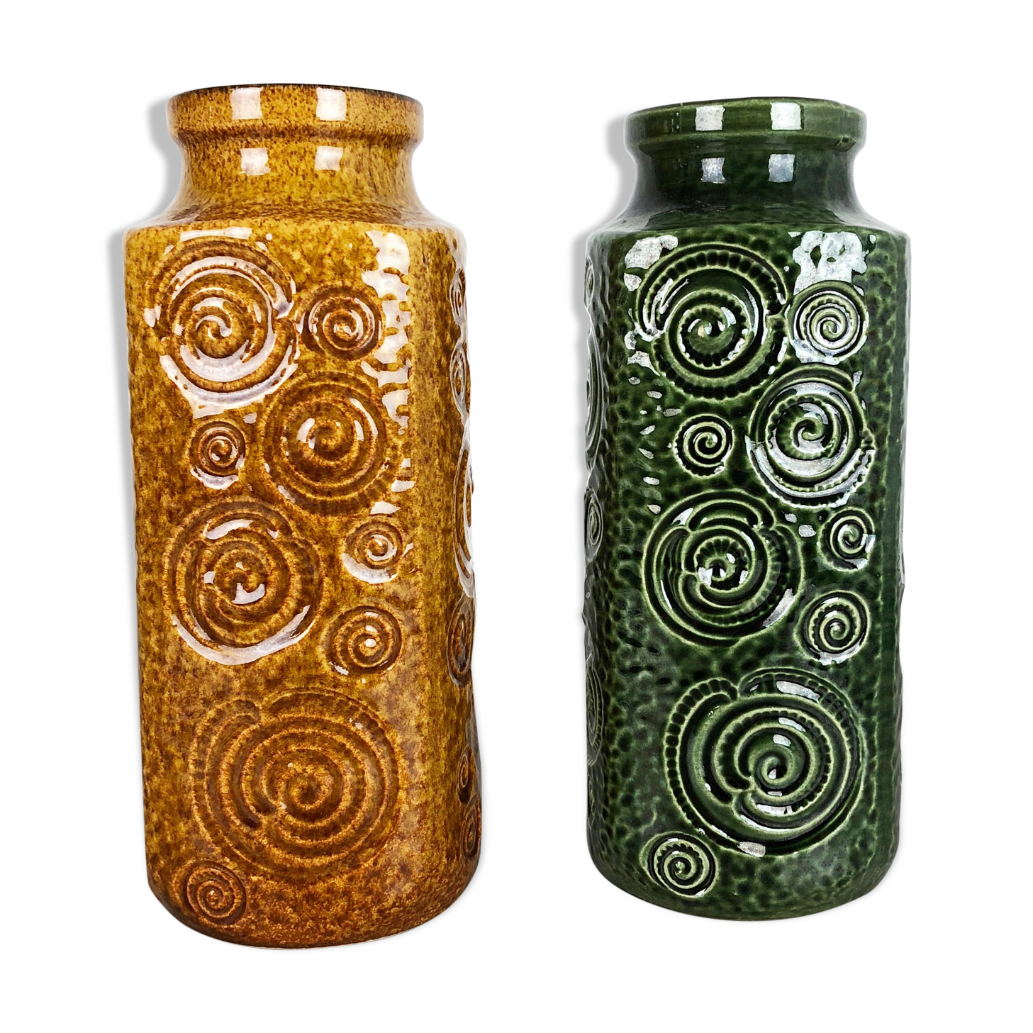 Set of two pottery fat lava vases jura "282-26" made by Scheurich, Germany 1970s