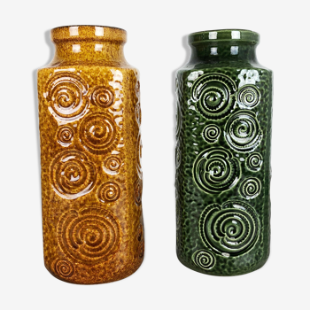 Ensemble de deux vases en poterie jura "282-26" fabriqué par Scheurich, Allemagne, dans les années 1970