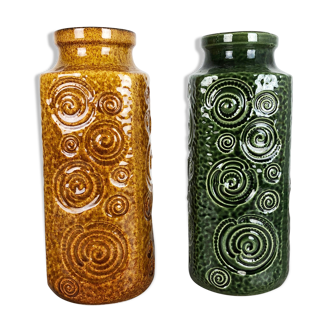 Ensemble de deux vases en poterie jura "282-26" fabriqué par Scheurich, Allemagne, dans les années 1970