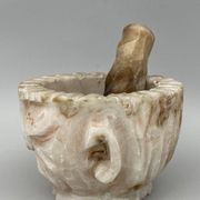 Pharmacy mortar and pestle in alabaster China man's face
