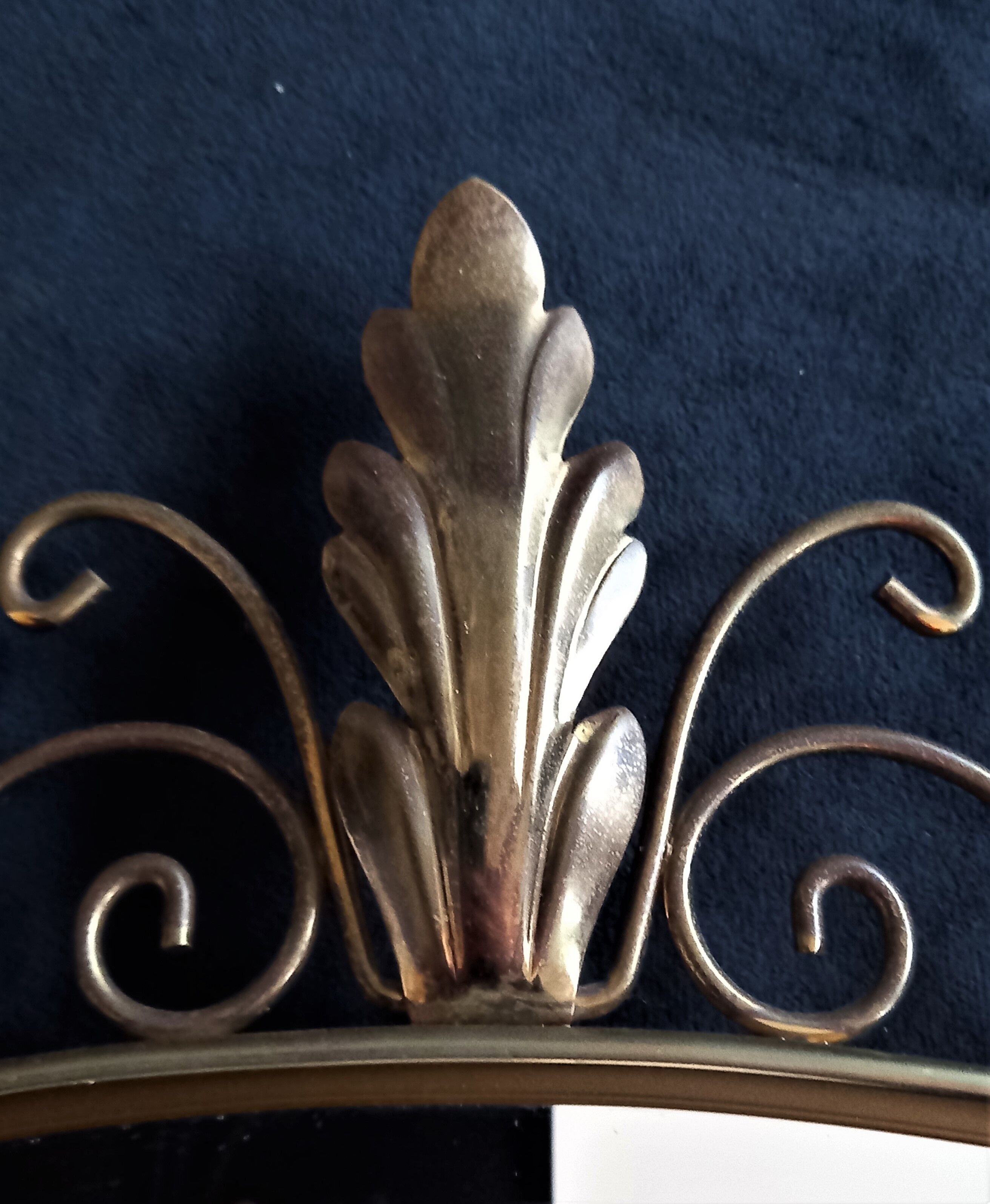 Mirror set and wall lamp in gold metal by deknudt, 1960s