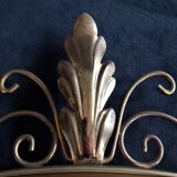 Mirror set and wall lamp in gold metal by deknudt, 1960s