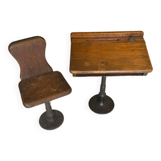 School desk with metal inkwell