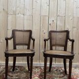Pair of caned armchairs in Louis XVI style