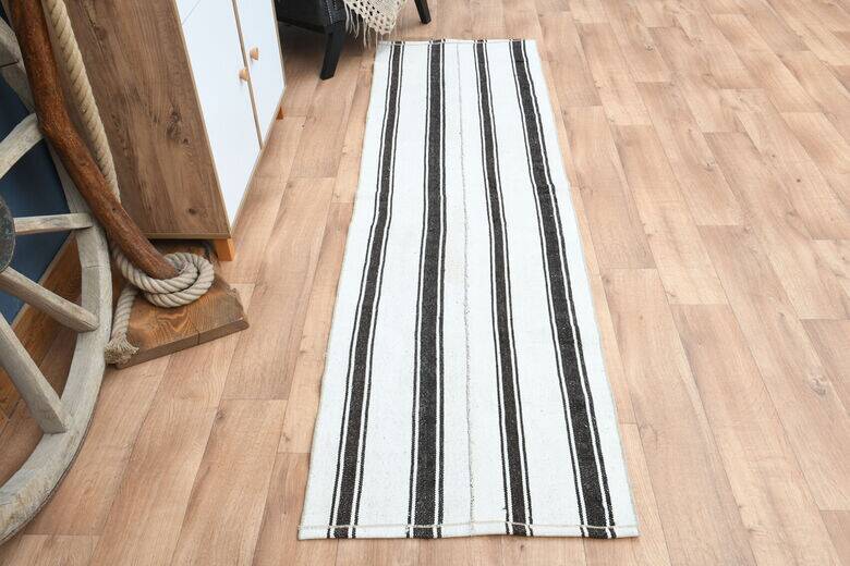 Vintage Striped Turkish Kilim Runner 60 x 243 cm