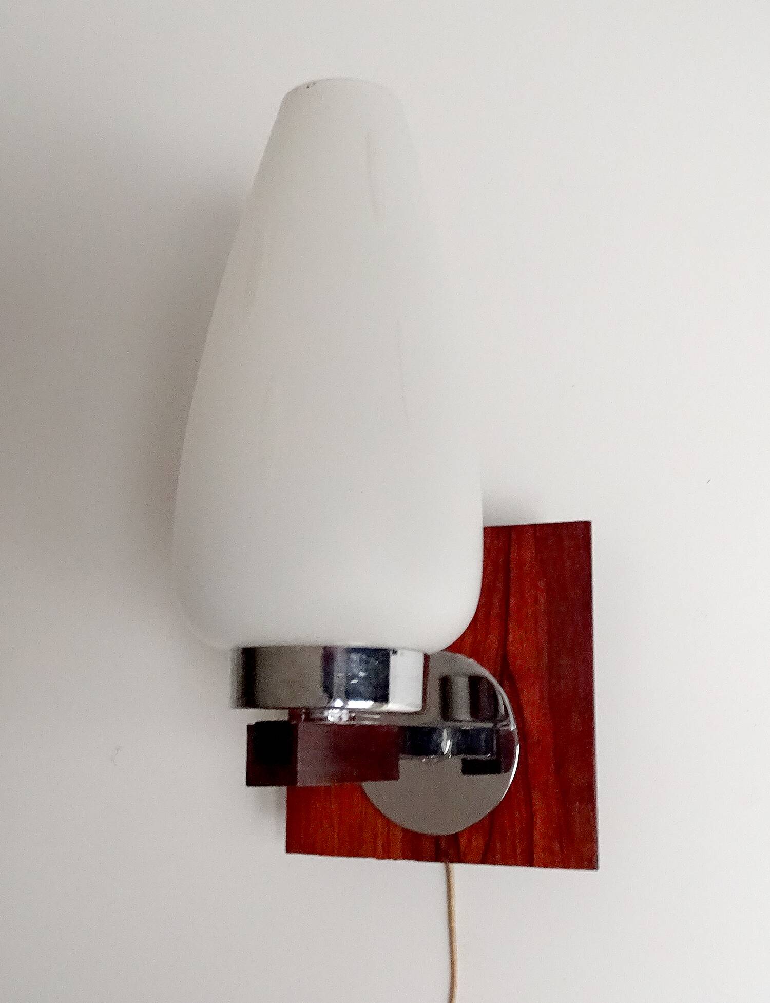 Scandinavian wall light, Glass and teak