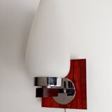 Scandinavian wall light, Glass and teak