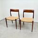 Ensemble de 2 chaises modèle 77 en palissandre et corde à papier par Niels O. Møller