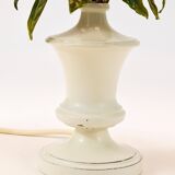 Hand-painted Toleware table lamp with wild apple blossom flowers, Salvadori, Italy, 1950s.