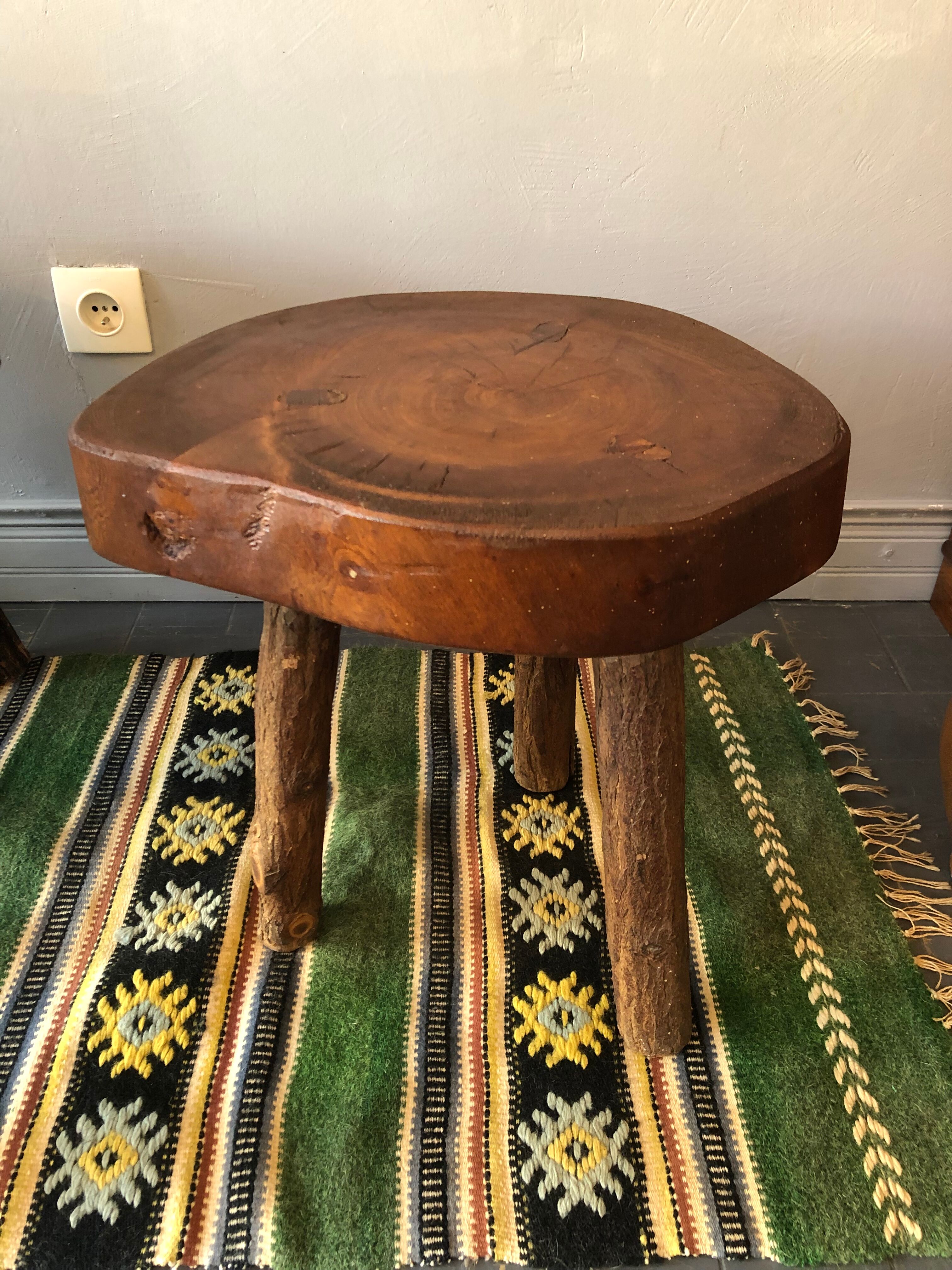 Brutalist oak side table