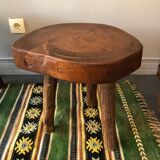 Brutalist oak side table