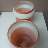 2 orange and white opaline lampshades from the 70s