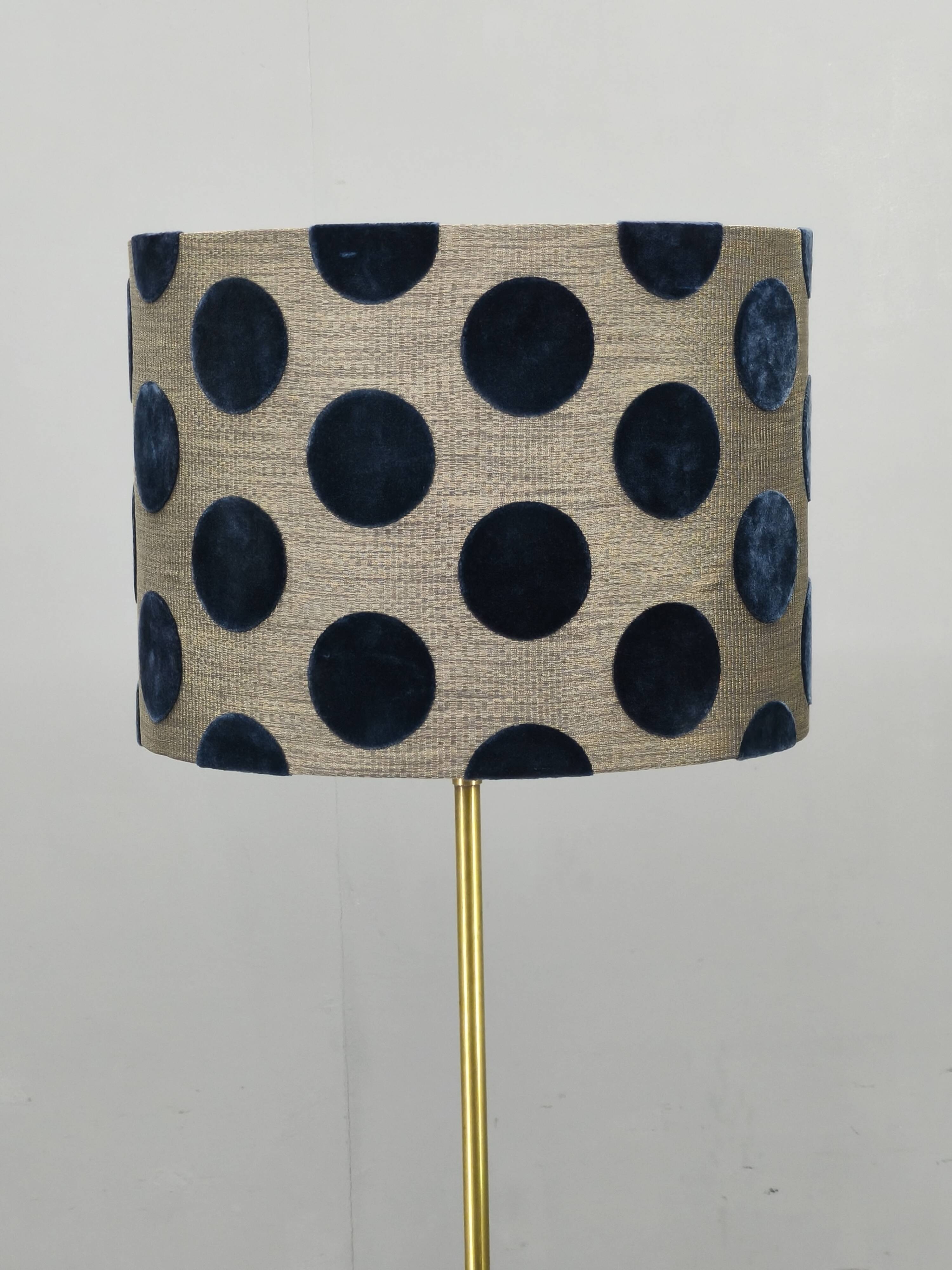 Hollywood regency brass floor lamp with romo shade, italy 1950s