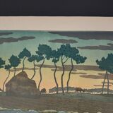 Lithograph by Henri Rivière The Aspects of Nature - The Twilight