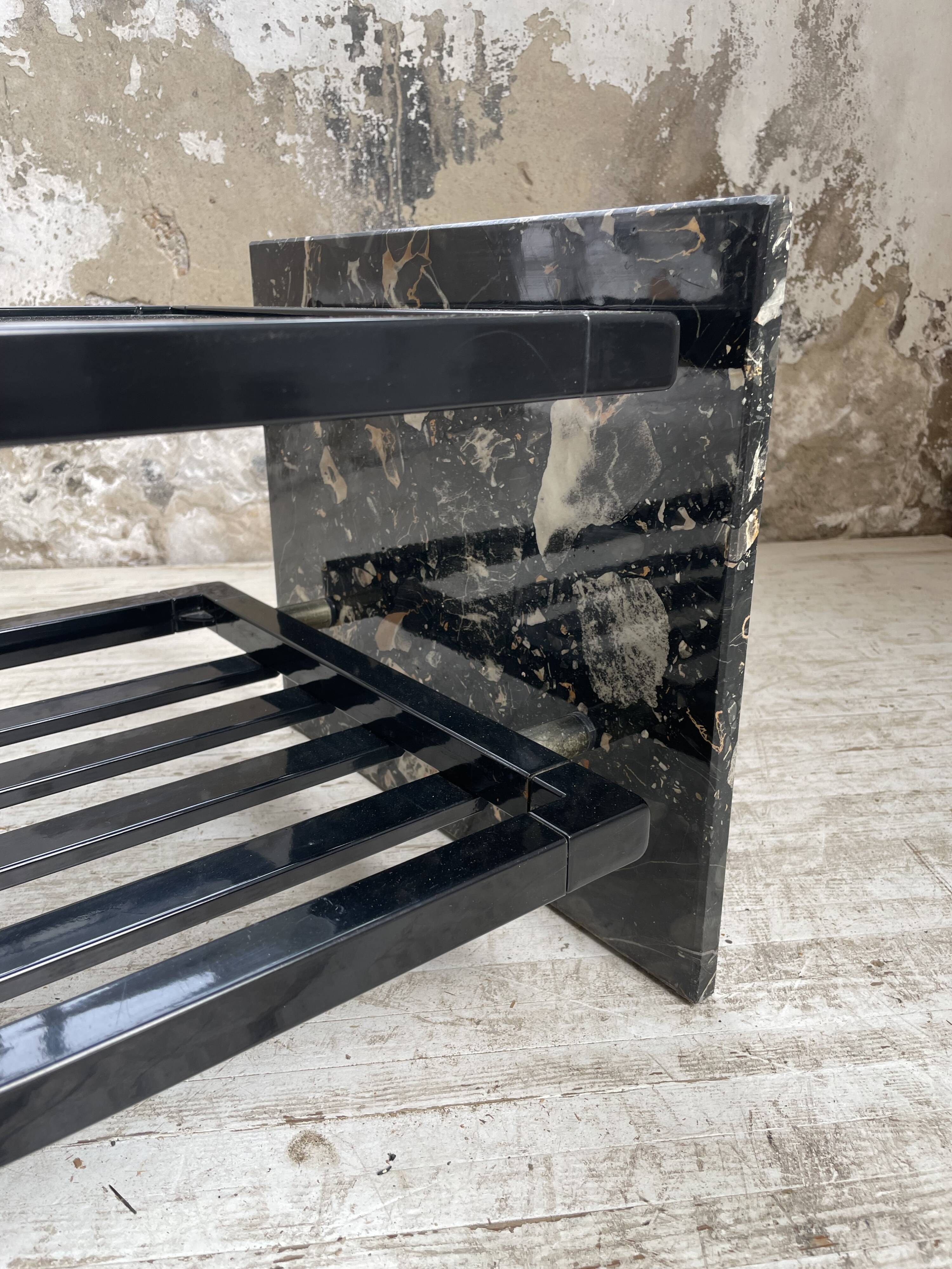 80s Italian marble and glass coffee table