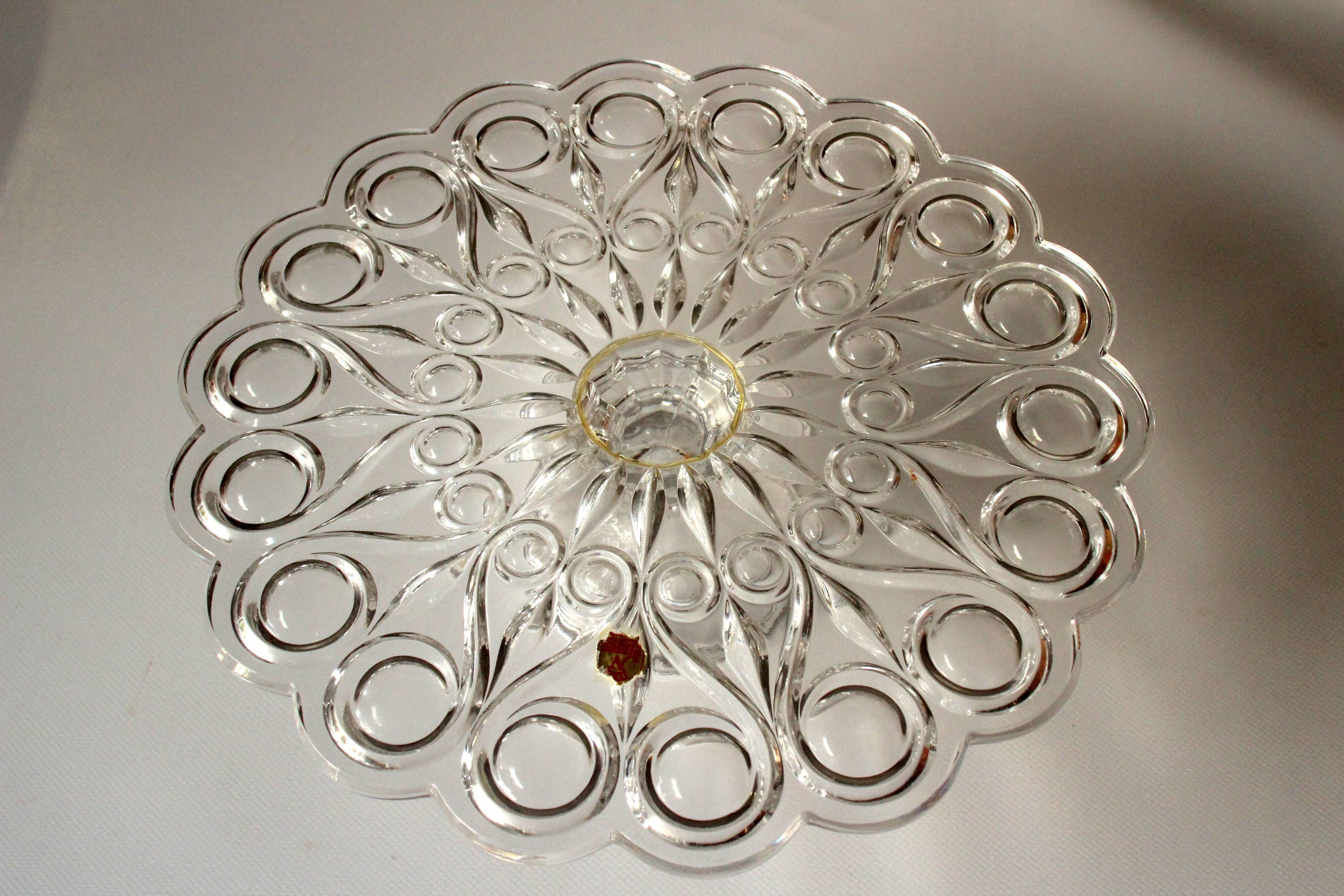 Lead crystal glass cake plate on foot by Nachtmann - Vintage